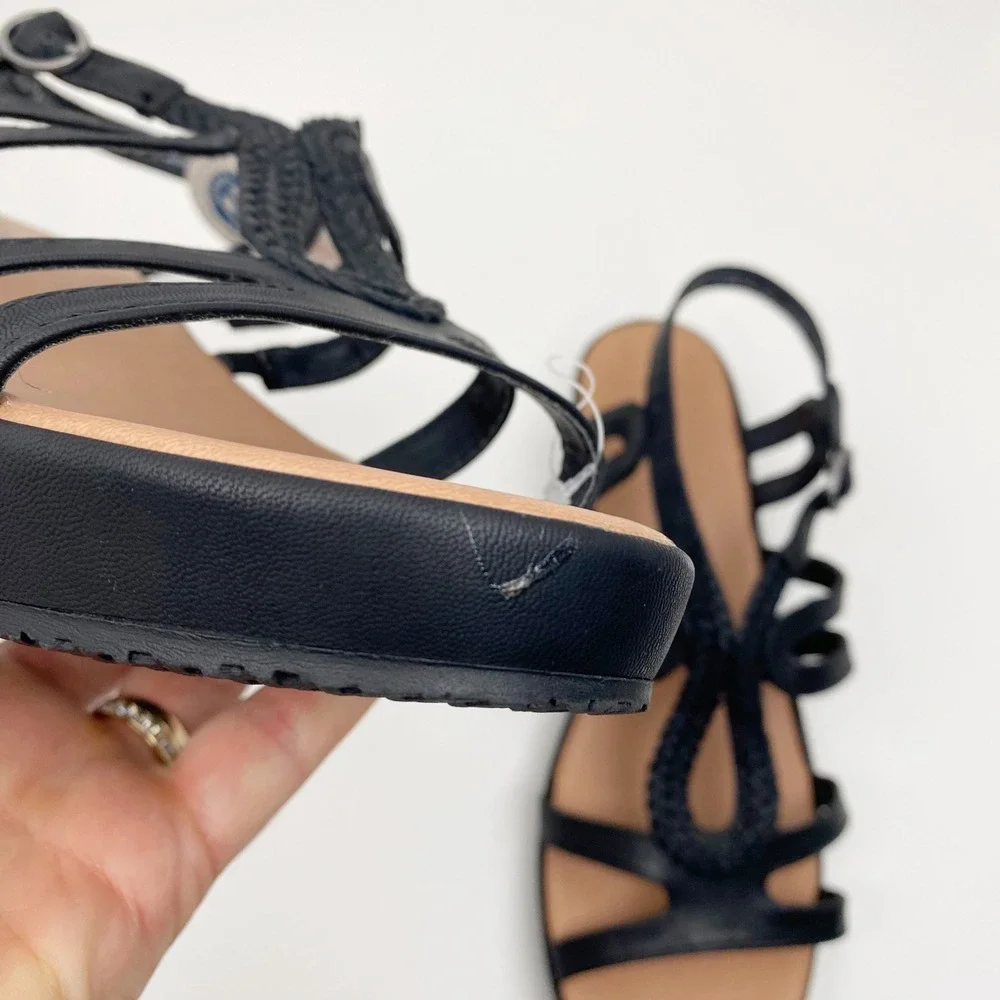 Baretraps Wilma Braided‎ Strappy Platform Wedge Sandals Women 11M Black New